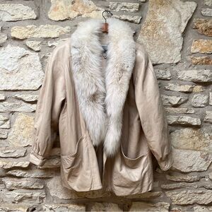 J Percy for Marvin Richards Leather coat with Fox fur collar